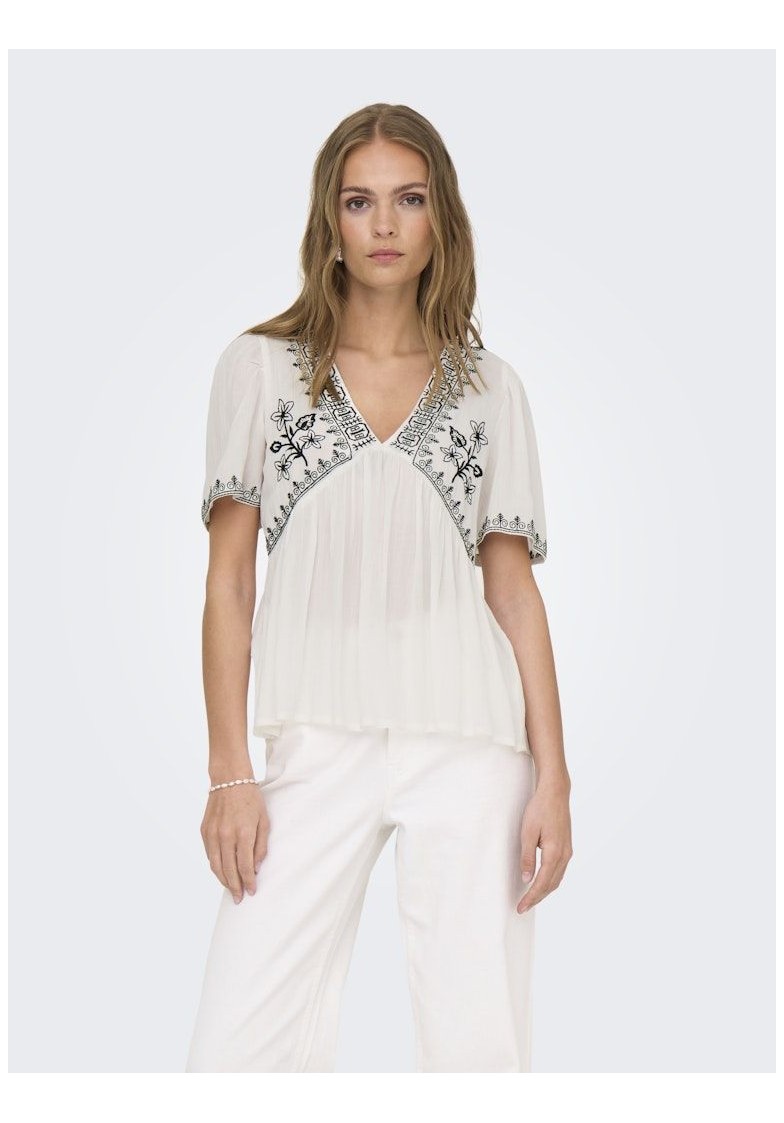JDYHARPER S/S V-NECK EMBROIDERY TOP