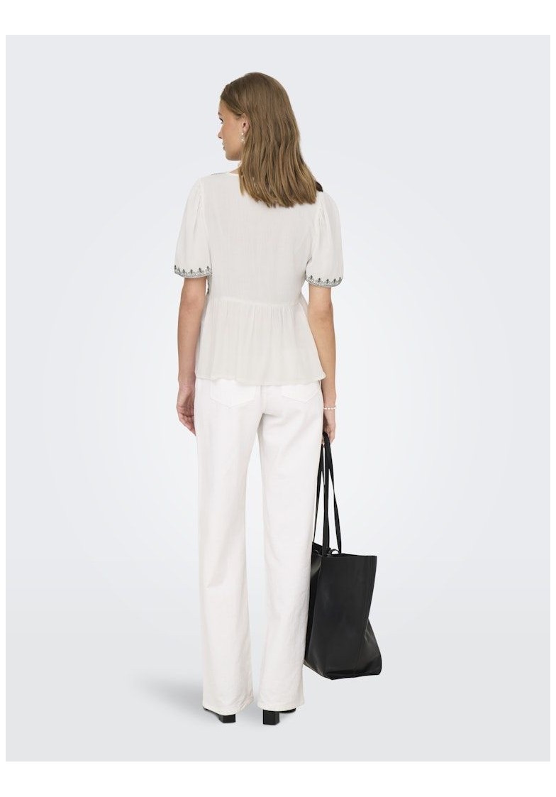 JDYHARPER S/S V-NECK EMBROIDERY TOP