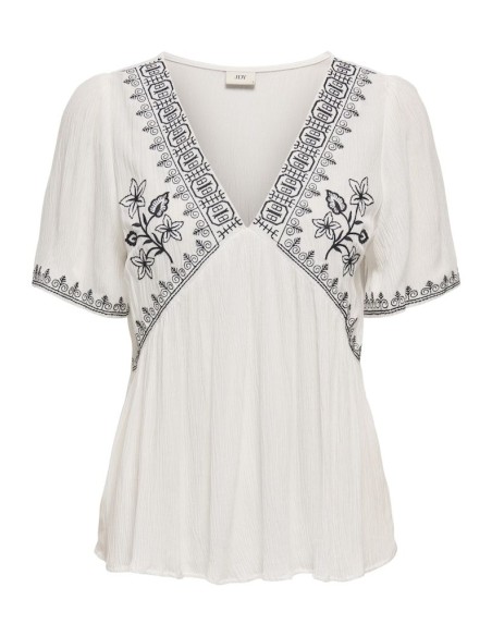 JDYHARPER S/S V-NECK EMBROIDERY TOP