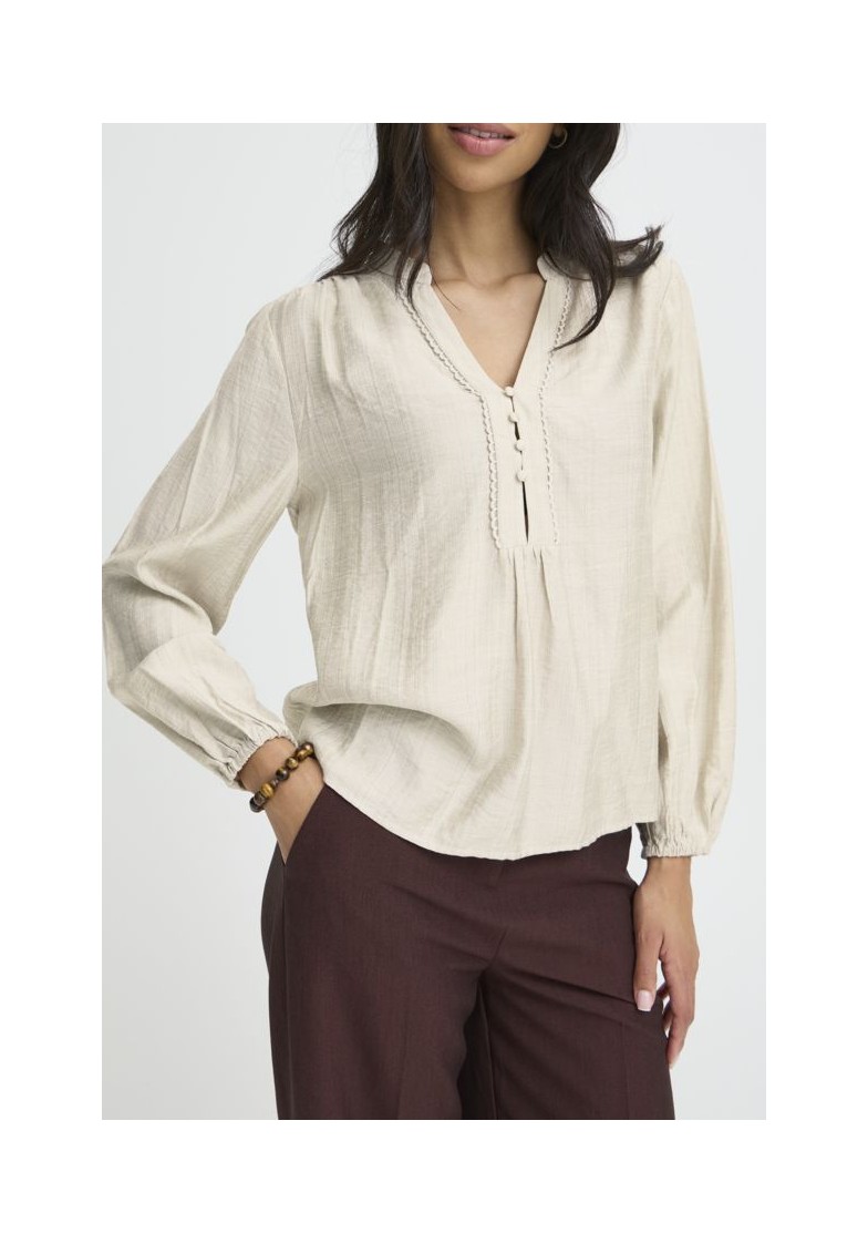 BYIKAIA V-NECK BLOUSE L/S