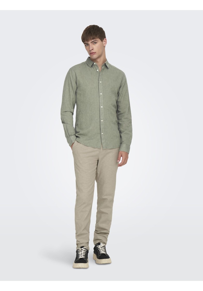 ONSCAIDEN L/S SOLID LINEN SHIRT