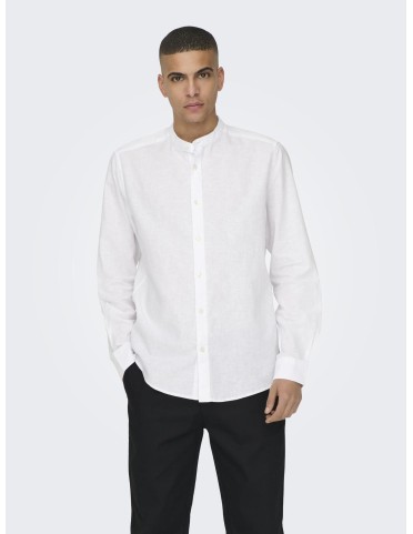 ONSCAIDEN LS SOLID LINEN MAO SHIRT