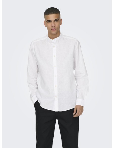 ONSCAIDEN LS SOLID LINEN MAO SHIRT