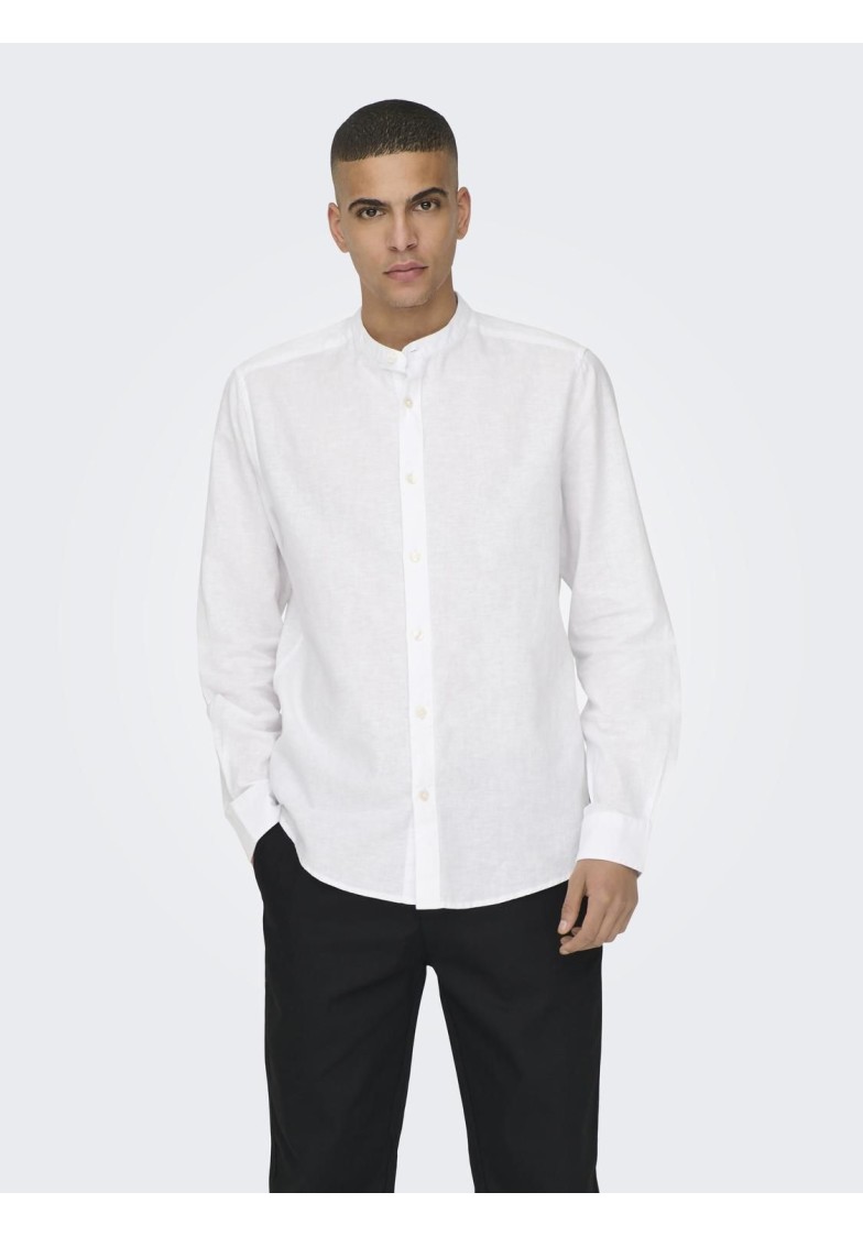 ONSCAIDEN LS SOLID LINEN MAO SHIRT