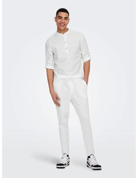 ONSCAIDEN L/S HALF PLACKET LINEN SHIRT