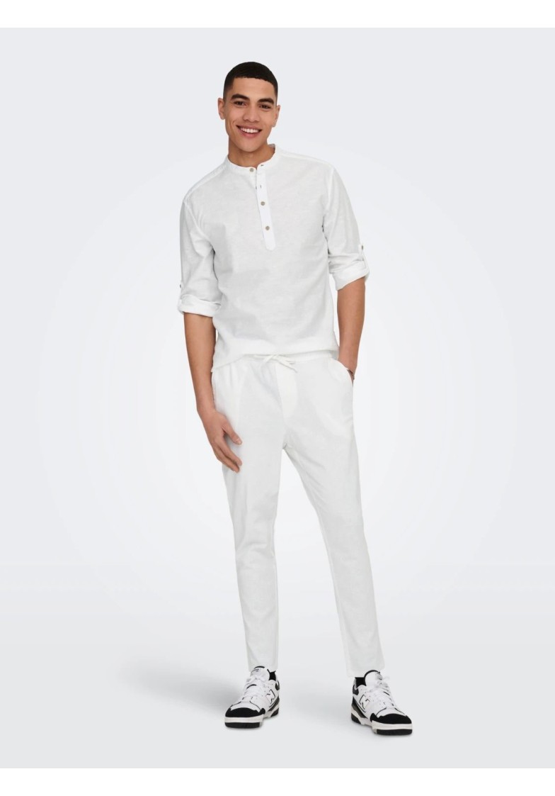 ONSCAIDEN L/S HALF PLACKET LINEN SHIRT