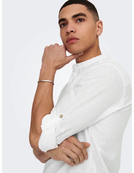 ONSCAIDEN L/S HALF PLACKET LINEN SHIRT