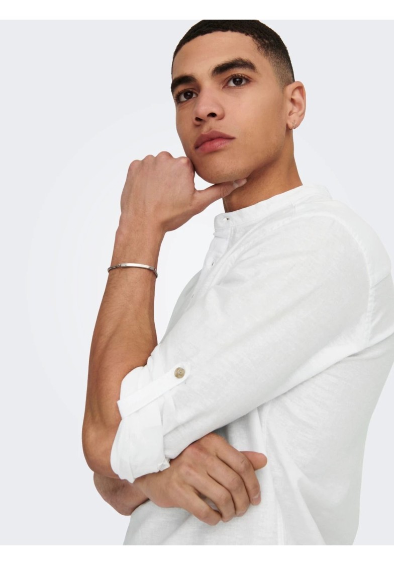 ONSCAIDEN L/S HALF PLACKET LINEN SHIRT