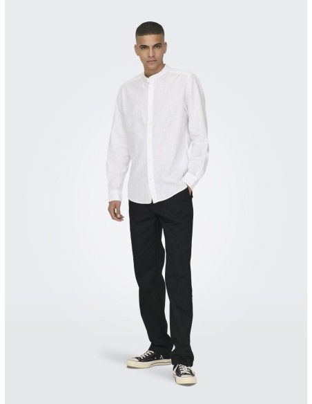 ONSCAIDEN LS SOLID LINEN MAO SHIRT
