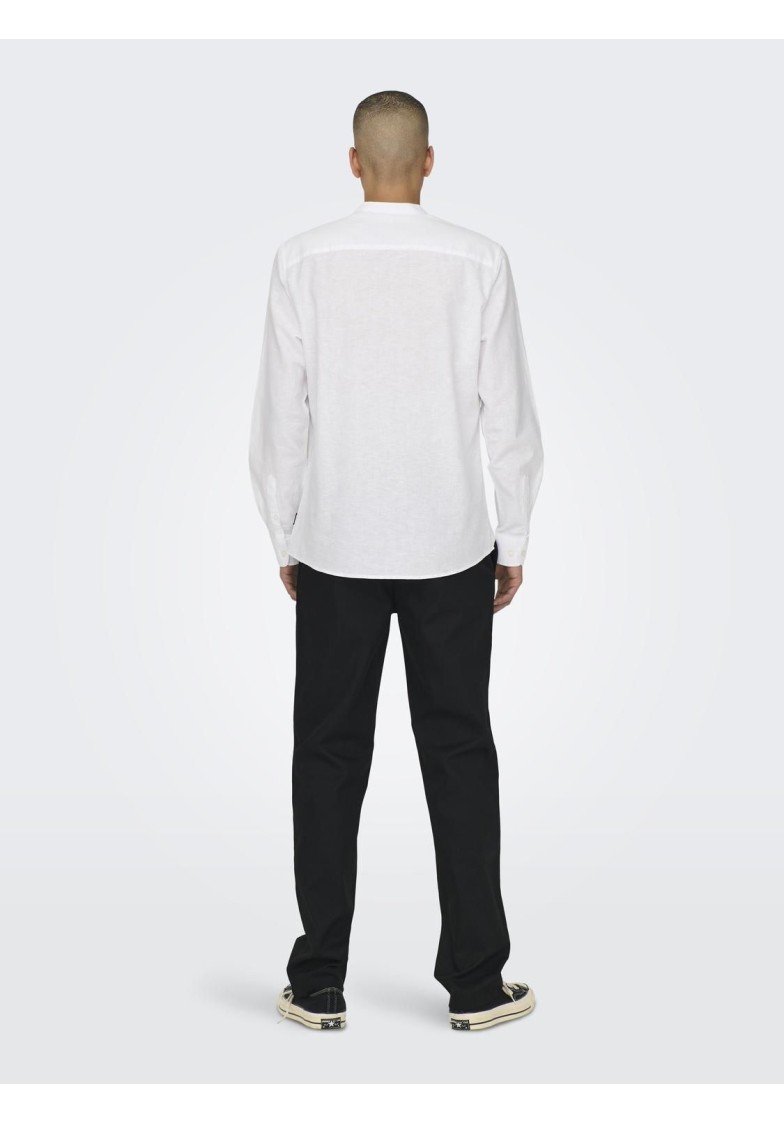 ONSCAIDEN LS SOLID LINEN MAO SHIRT