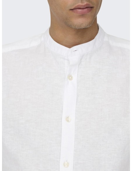 ONSCAIDEN LS SOLID LINEN MAO SHIRT
