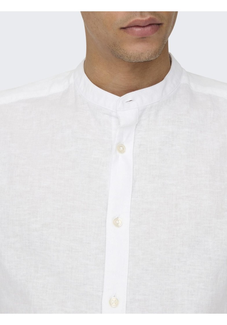 ONSCAIDEN LS SOLID LINEN MAO SHIRT