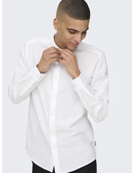 ONSCAIDEN LS SOLID LINEN MAO SHIRT