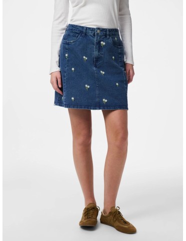 PCFLORA HW SHORT DENIM EMB SKIRT