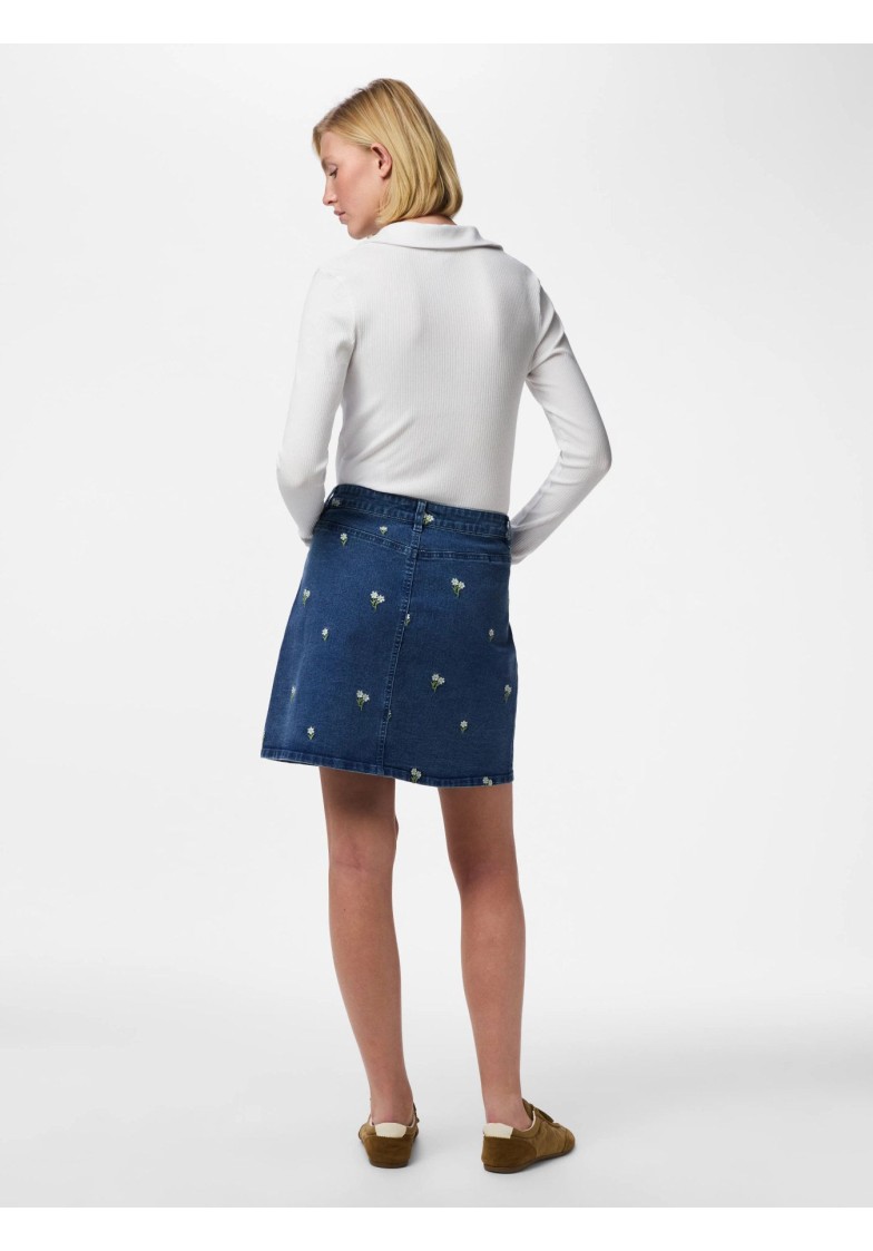 PCFLORA HW SHORT DENIM EMB SKIRT