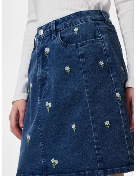 PCFLORA HW SHORT DENIM EMB SKIRT