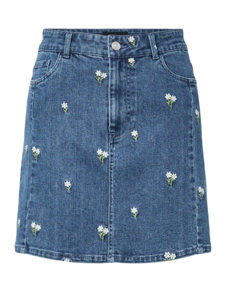 PCFLORA HW SHORT DENIM EMB SKIRT