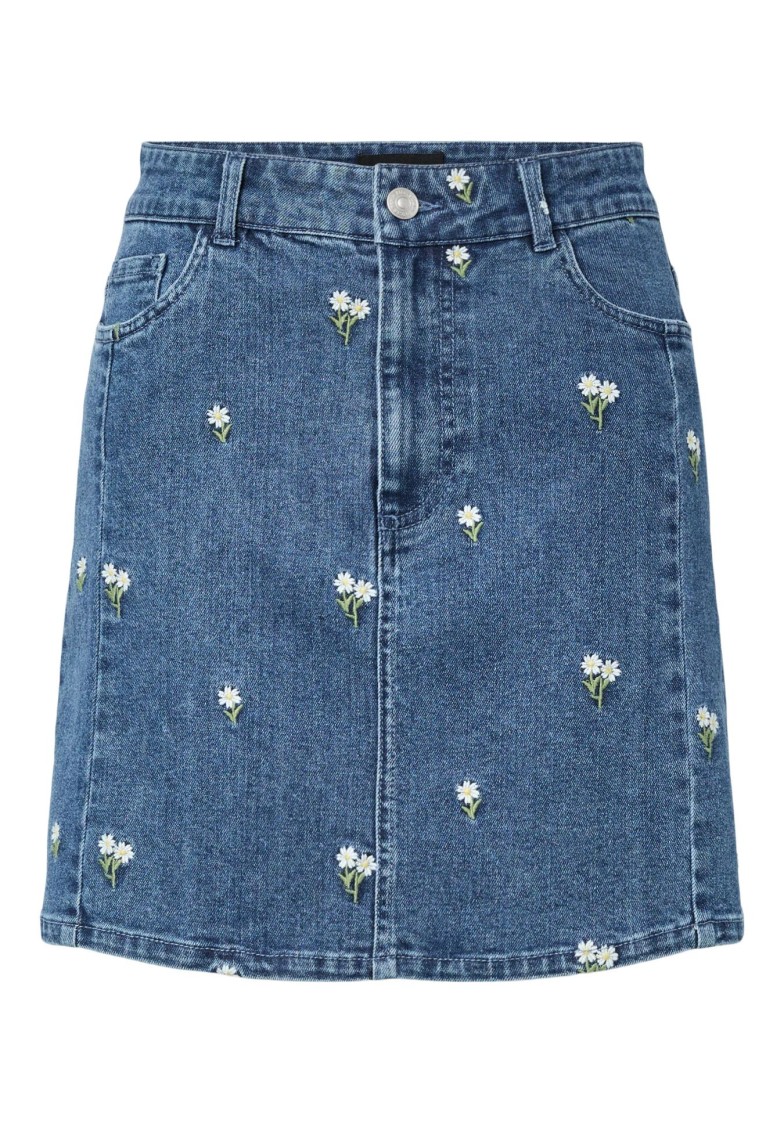 PCFLORA HW SHORT DENIM EMB SKIRT
