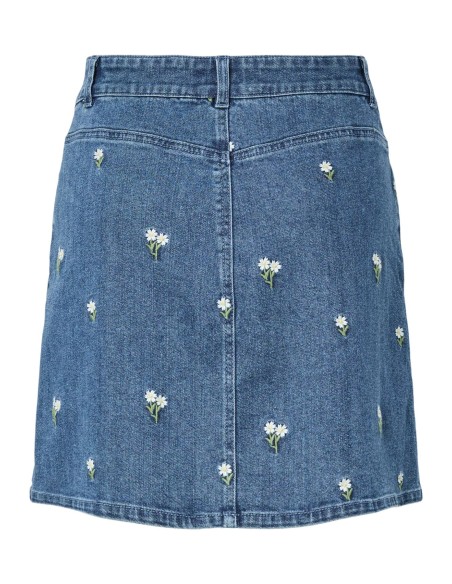 PCFLORA HW SHORT DENIM EMB SKIRT