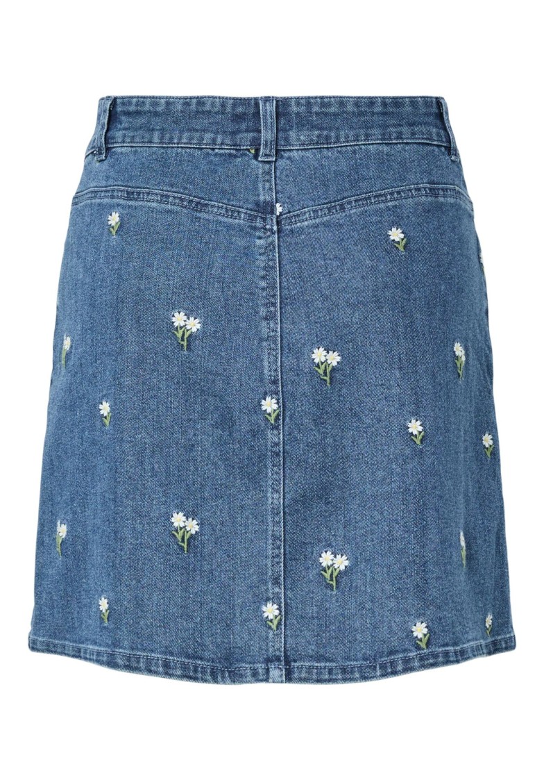 PCFLORA HW SHORT DENIM EMB SKIRT