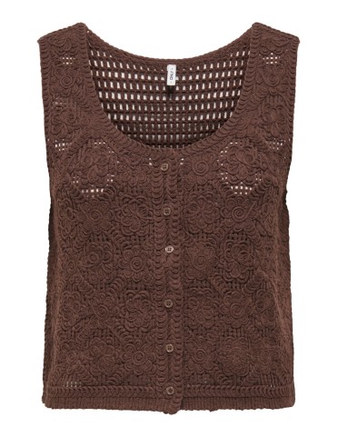 ONLGINA S/L U-NECK BUTTON VEST KNIT