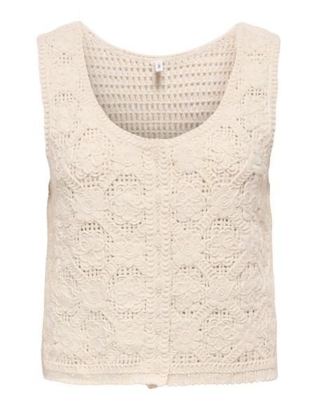 ONLGINA S/L U-NECK BUTTON VEST KNIT