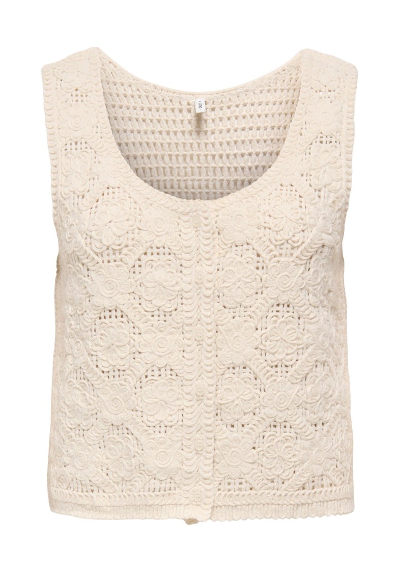 ONLGINA S/L U-NECK BUTTON VEST KNIT