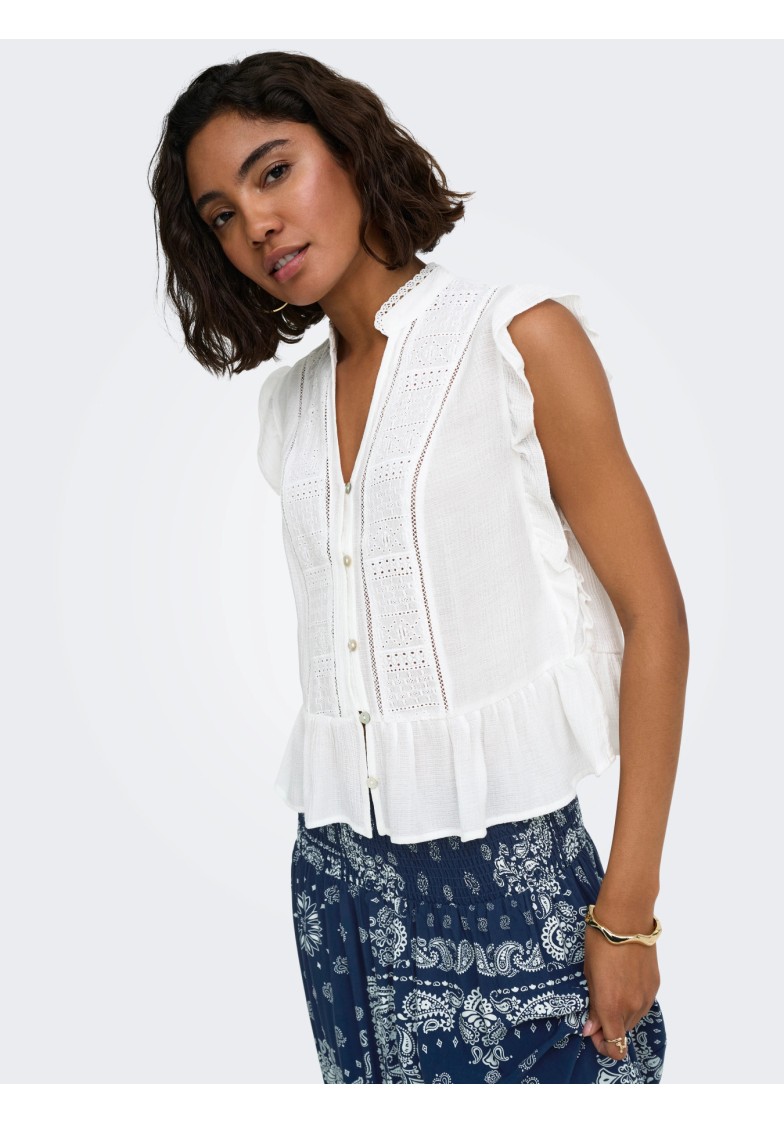 ONLHENNY S/L FRILL BUTTON TOP