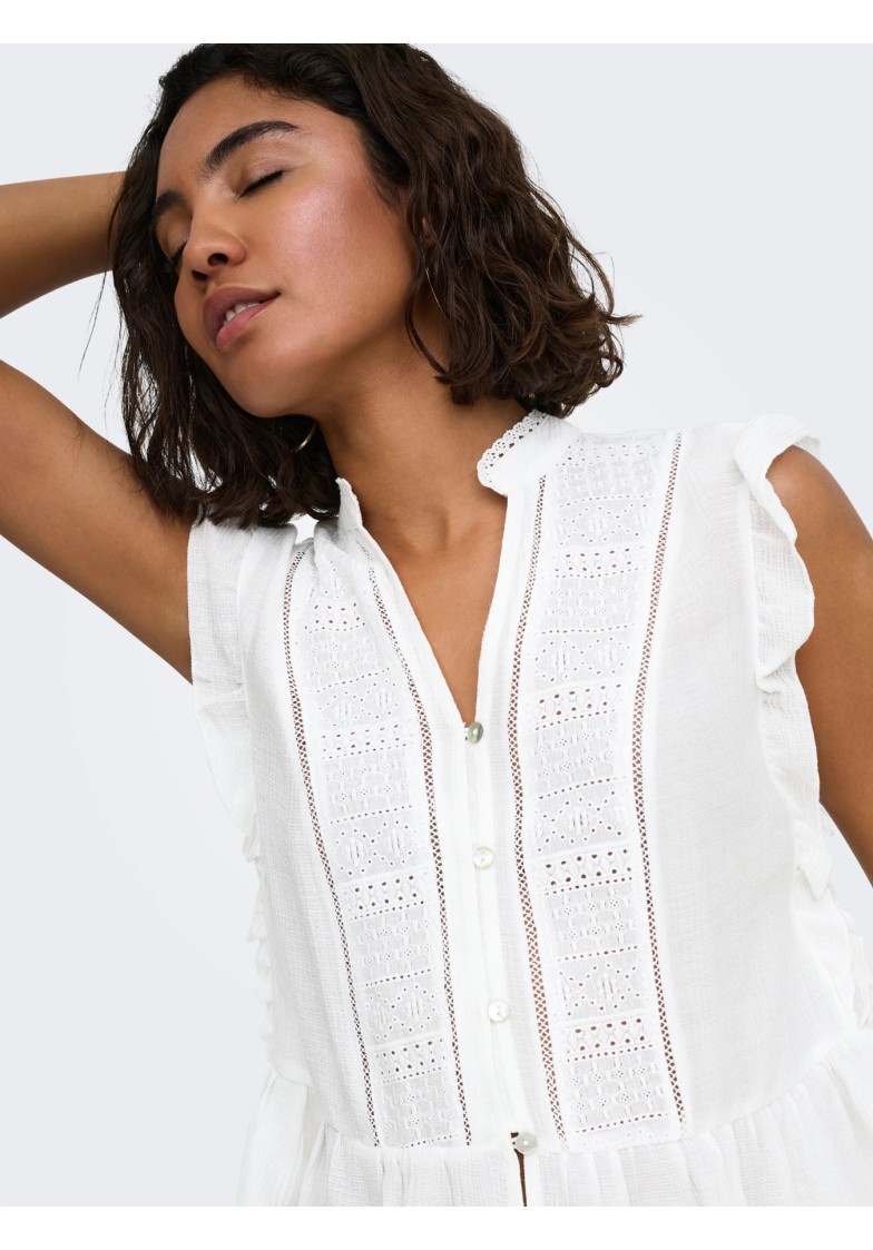 ONLHENNY S/L FRILL BUTTON TOP