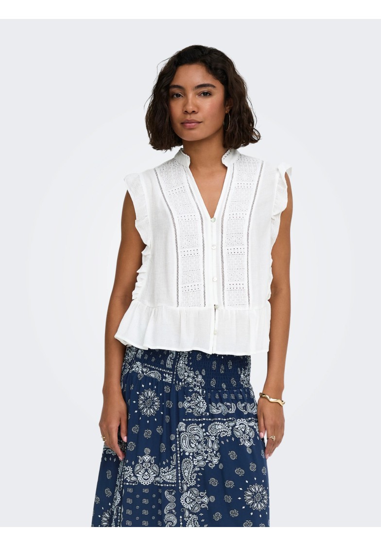 ONLHENNY S/L FRILL BUTTON TOP